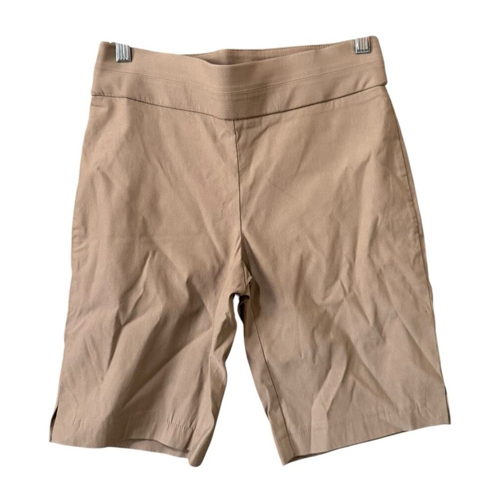 Apt. 9 Brynn Pull-On Bermuda Shorts Women 6 Beige‎ Stretch Rayon Nylon Blend